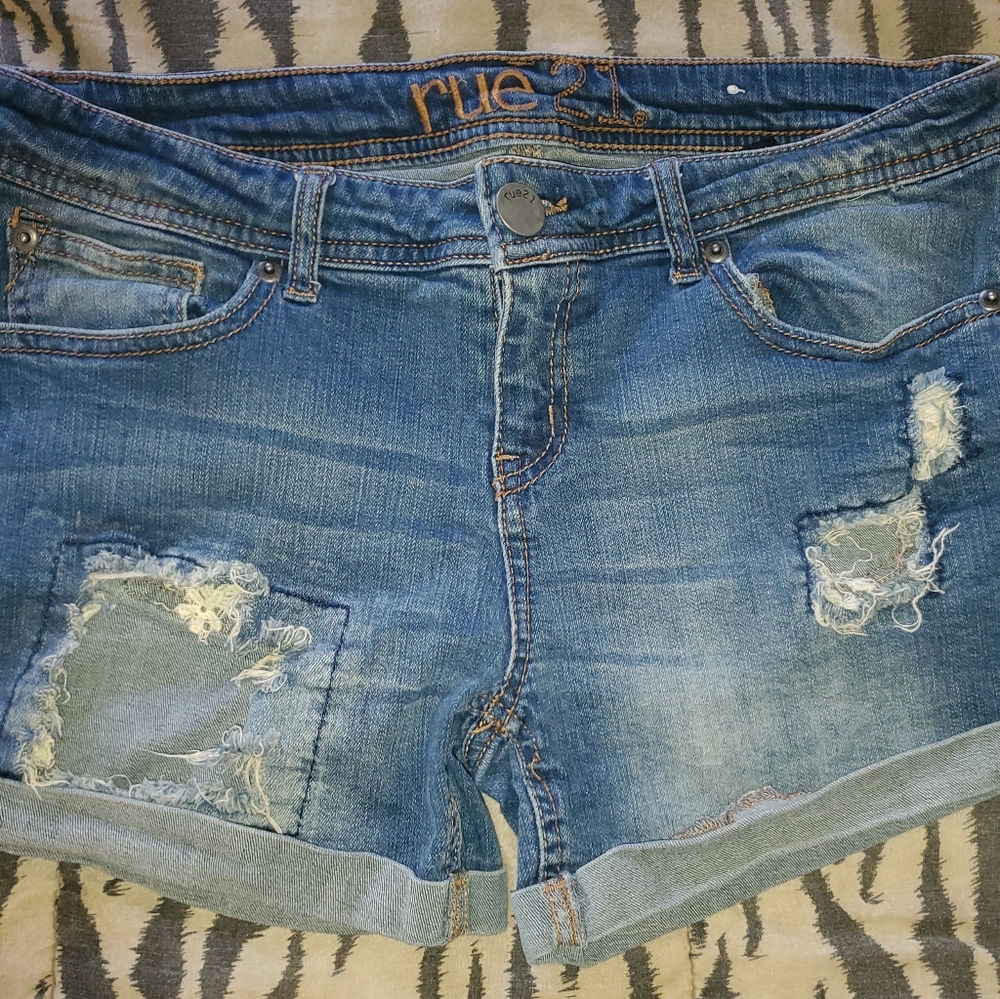 Faded jean shorts